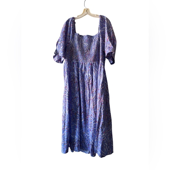 Eloquii Floral Blue Midi Dress 3X - Picture 2 of 3